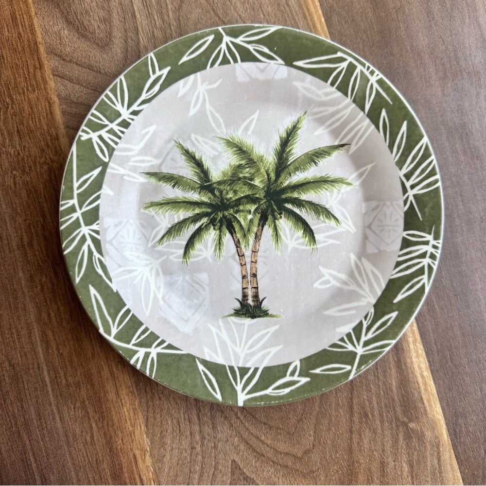 Tropical Chic Coastal Decorative Palm Tree 8" Plate - Green - - Picture 5 of 10